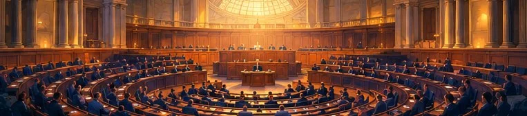 Un hémicycle de parlement en pleine séance